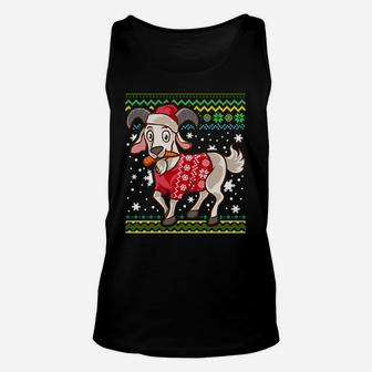 Kawaii Goat Wearing Ugly Christmas Sweater Sweatshirt Unisex Tank Top | Crazezy DE