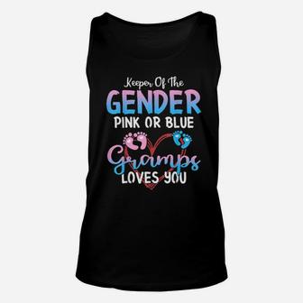 Keeper Of The Gender Pink Or Blue Gramps Loves You Grandpa Unisex Tank Top - Monsterry