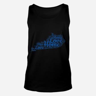 Kentucky Home State Map Gift Ky Blue Love Type Map Present Unisex Tank Top | Crazezy AU