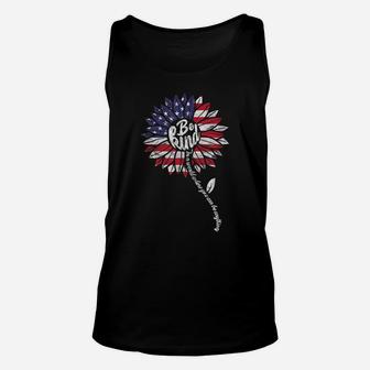 Kindness Sunflower Usa Flag 4Th Of July Patriotic Flower Unisex Tank Top | Crazezy