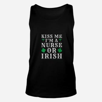 Kiss Me Im A Nurse Or Irish Or Drunk St Patricks Day Unisex Tank Top - Monsterry