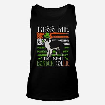 Kiss Me Im Irish Border Collie Patricks Day Unisex Tank Top - Monsterry DE