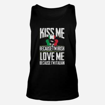 Kiss Me Im Irish Love Me Im Italian St Patricks Proud Irish Unisex Tank Top - Thegiftio