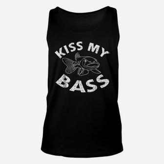 Kiss My Bass Funny Fishing Unisex Tank Top | Crazezy UK