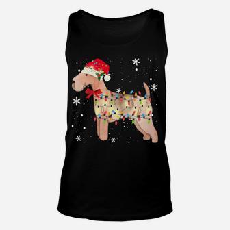 Lakeland Terrier Dog Christmas Light Xmas Mom Dad Gifts Sweatshirt Unisex Tank Top | Crazezy