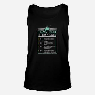 Lawn Care Hourly Rate Pricing Chart Funny Product Men Gifts Unisex Tank Top | Crazezy DE