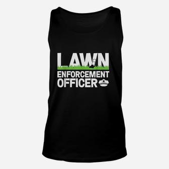 Lawn Enforcement Officer Funny Landscaper Lawn Mower Unisex Tank Top | Crazezy CA