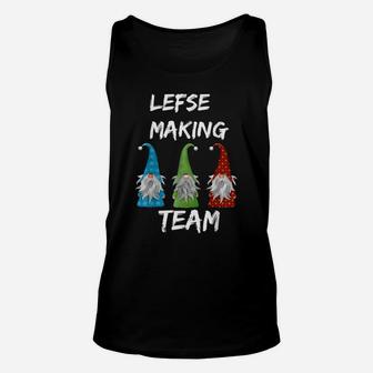 Lefse Making Rolling Team Shirts Tomte Gnome Xmas Gift Unisex Tank Top | Crazezy