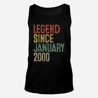 Legend Since January 2000 20Th Birthday Gift 20 Year Old Unisex Tank Top | Crazezy
