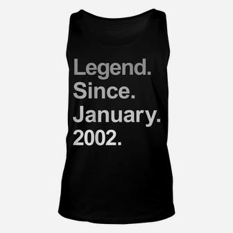 Legend Since January 2002 Birthday Gift Shirt Unisex Tank Top | Crazezy DE