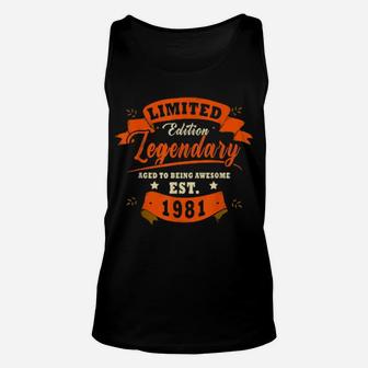 Legendary Est 40Th Birthday For 1981 40 Years Old Unisex Tank Top - Monsterry AU