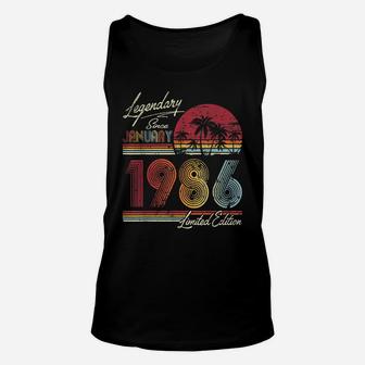 Legendary Since January 1986 34Th Birthday Gift 34 Years Old Unisex Tank Top | Crazezy