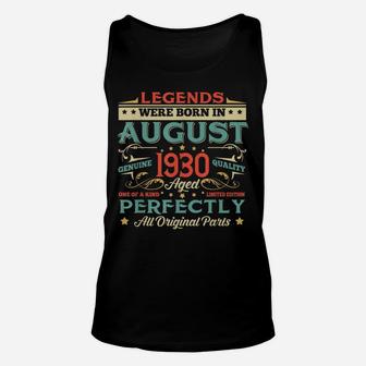 Legends Born In August 1930 Aged 89 Years Old Gifts Unisex Tank Top | Crazezy UK