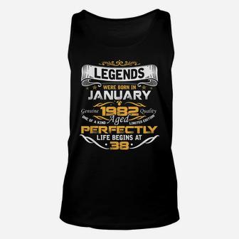 Legends Born In January 1982 38Th Awesome Birthday Gift Unisex Tank Top | Crazezy DE