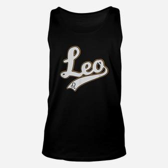 Leo July And August Birthday Astrology Sign Baseball Script Unisex Tank Top | Crazezy CA