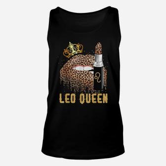 Leo Queen Leopard Lips Shirt Leo Unisex Tank Top | Crazezy
