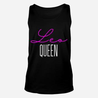 Leo Queen Pink Writing Leo Woman Birthday Gift Unisex Tank Top | Crazezy