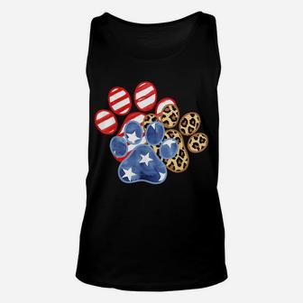 Leopard American Flag Hearts 4Th Of July Dog Paw Print Cute Unisex Tank Top | Crazezy