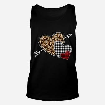Leopard Heart - Buffalo Plaid Heart Valentine Day Unisex Tank Top | Crazezy CA