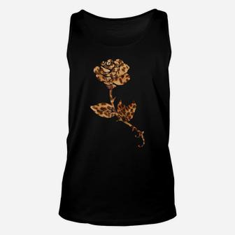 Leopard Print T Shirt - Rose Flower Graphic Cheetah Tee Gift Unisex Tank Top | Crazezy