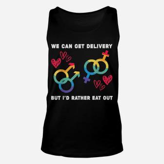 Lesbian Flag Rainbow Pride Eat Out Valentines Day Unisex Tank Top - Monsterry