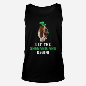 Let The Shenanigans Begin Beagle Dog Irish Shamrock Unisex Tank Top | Crazezy