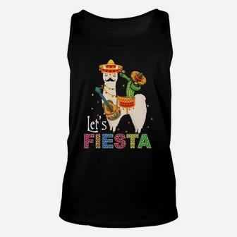 Let's Fiesta Llama Cinco De Mayo Cactus Sombrero Maracas Unisex Tank Top | Crazezy DE