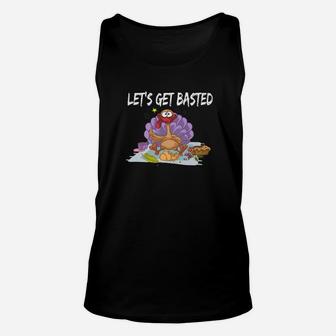 Lets Get Basted Funny Turkey Eating Thanksgiving Unisex Tank Top - Thegiftio UK
