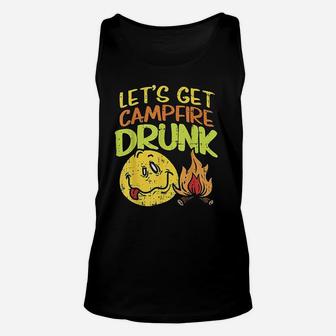 Lets Get Campfire Drunk Camping Drinking Team Camper Gift Unisex Tank Top - Thegiftio UK