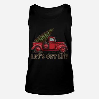 Let's Get Lit Christmas Design - Old Truck With A Xmas Tree Sweatshirt Unisex Tank Top | Crazezy UK
