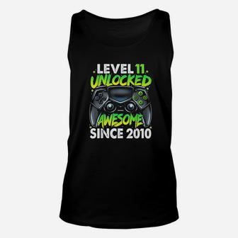 Level 11 Unlocked Awesome Since 2010 11Th Birthday Gaming Unisex Tank Top | Crazezy