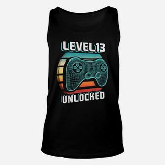 Level 13 Unlocked Retro Video Game 13Th Birthday Gamer Gift Unisex Tank Top | Crazezy