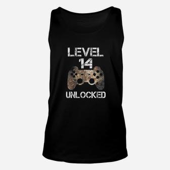 Level 14 Unlocked 14Th Birthday 14 Year Old Gamer Unisex Tank Top | Crazezy DE