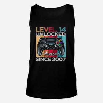 Level 14 Unlocked Awesome Since 2007 14Th Birthday Gaming Unisex Tank Top | Crazezy AU