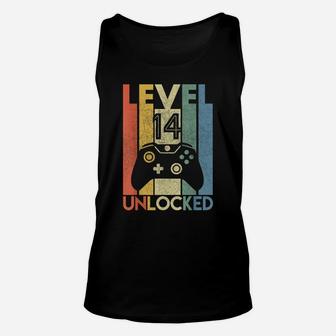 Level 14 Unlocked Shirt Funny Video Gamer 14Th Birthday Gift Unisex Tank Top | Crazezy DE