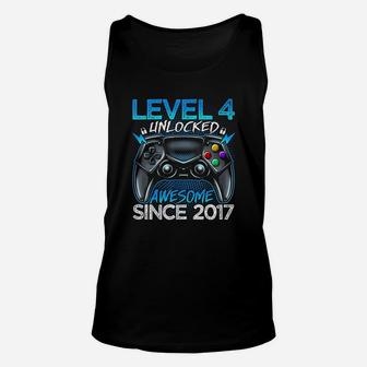 Level 4 Unlocked Awesome Since 2017 4Th Birthday Gaming Unisex Tank Top | Crazezy CA