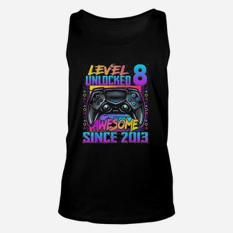 Level 8 Unlocked Awesome Since 2013 8Th Birthday Gaming Unisex Tank Top | Crazezy