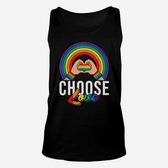 Lgbt Choose Love Pride Gay Lesbian Proud Rainbow Flag Unisex Tank Top - Monsterry