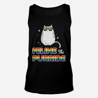 Lgbt Cool Cat Feline The Purride Lesbian Pride Gift Unisex Tank Top - Monsterry