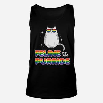 Lgbt Cool Cat Feline The Purride Lesbian Pride Gift Unisex Tank Top - Monsterry