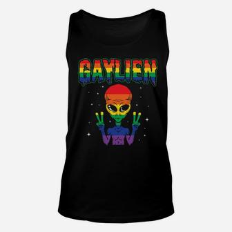 Lgbt Funny Gay Alien Gaylien Rainbow Pride Gift Unisex Tank Top - Monsterry