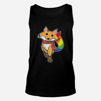 Lgbt Gay Pride Fox Animal Lover Rainbow Fox Unisex Tank Top - Monsterry
