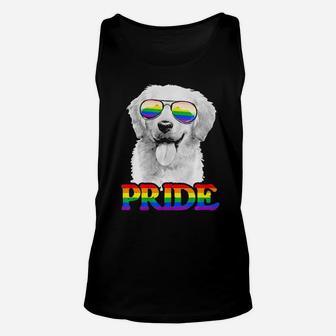 Lgbt Golden Retriever Dog Gay Pride Rainbow Flag Lgbtq Gift Unisex Tank Top - Monsterry