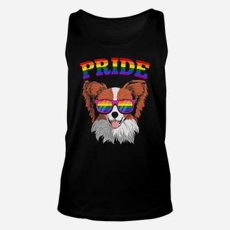 Lgbt Papillon Dog Gay Pride Rainbow Lgbtq Cute Gift Unisex Tank Top - Monsterry