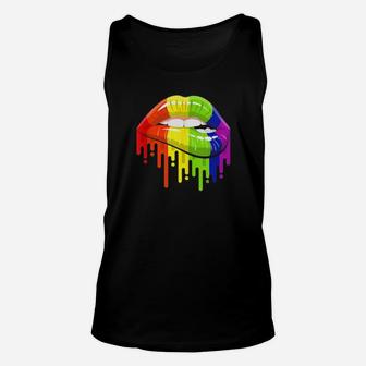 Lgbt Rainbow Color Lips Pride Gay Homosexual Unisex Tank Top - Monsterry