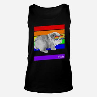 Lgbt Rainbow Flag Gay Pride English Bull Dog Unisex Tank Top - Monsterry