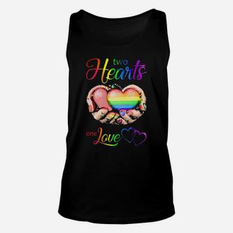 Lgbt Two Hearts One Love Unisex Tank Top - Monsterry