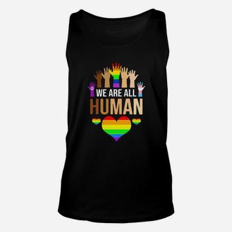 Lgbt We Are All Human Unisex Tank Top - Monsterry