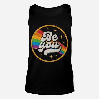 Lgbtq Be You Gay Pride Lgbt Ally Rainbow Flag Retro Vintage Unisex Tank Top | Crazezy DE