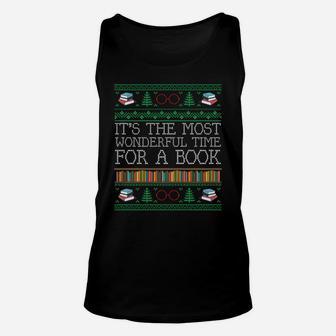 Librarian Books Reading Ugly Christmas Sweaters Sweatshirt Unisex Tank Top | Crazezy AU
